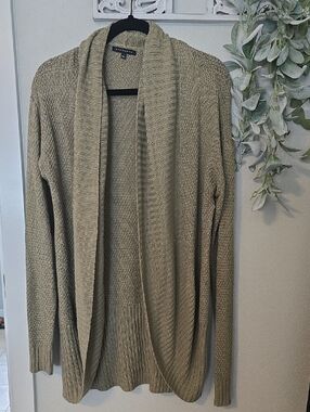 Staccato Olive Open-Front Shawl Collar Sweater Cardigan